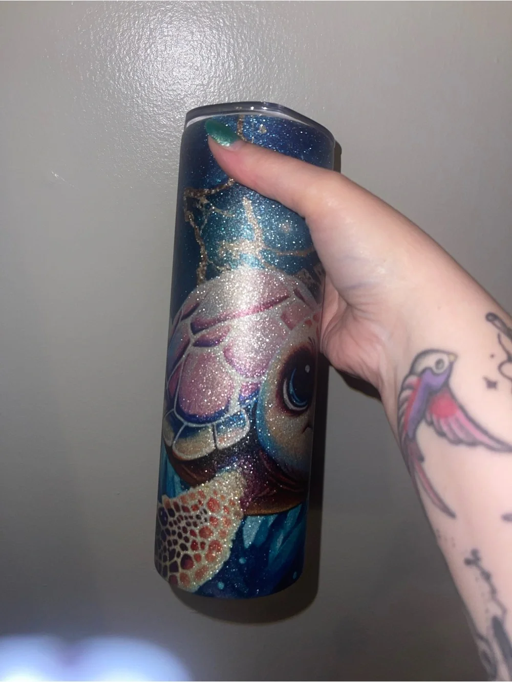 Blue Glitter Sea Turtle Stainless Steel tumbler 20 oz